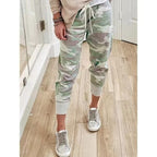 Damen nan lässige Camouflage Jogginghose mit Kordelzug und gerippten Bündchen R&B