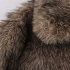 Damen kuschelige Kunstpelzjacke mit modischem Kragen R&B