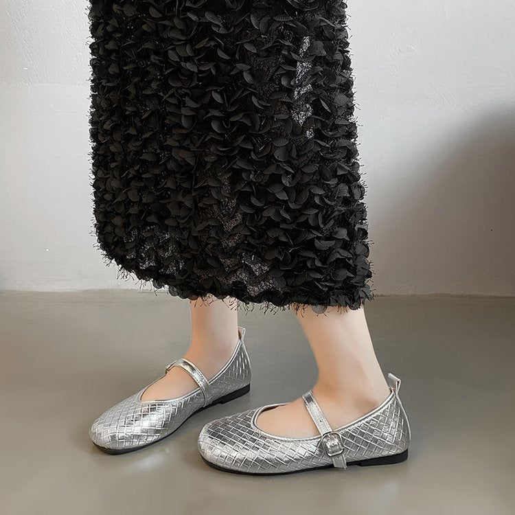 Damen Ballerinas mit stylishem Riemen und glänzender Oberfläche R&B