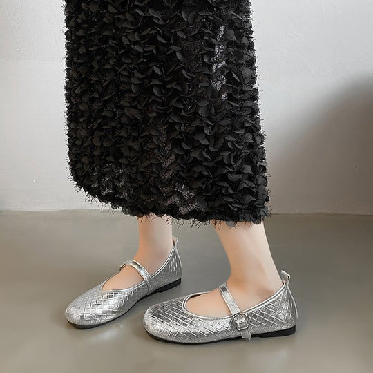 Damen Ballerinas mit stylishem Riemen und glänzender Oberfläche R&B