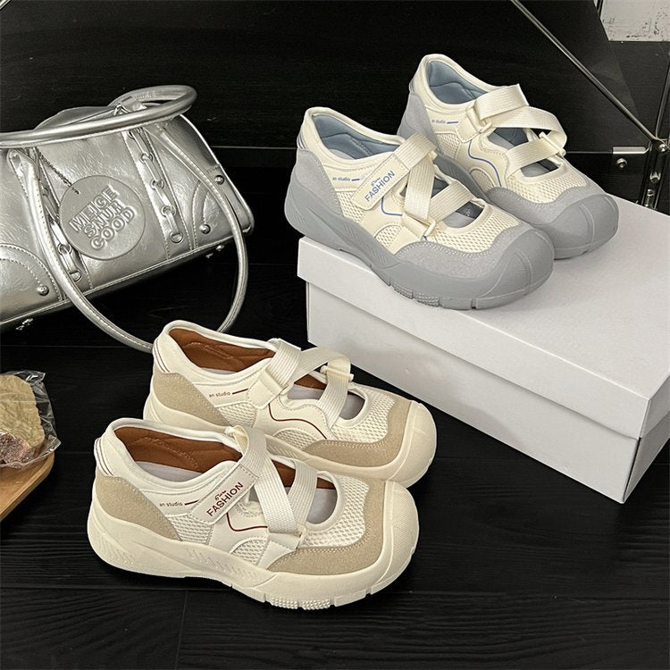 Damen modische Sneaker mit einzigartigem Riemchendesign und atmungsaktiver Oberflächenstruktur R&B