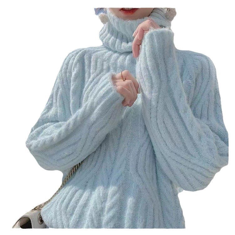 Damen Grobstrickpullover mit hohem Kragen und weichem Material R&B
