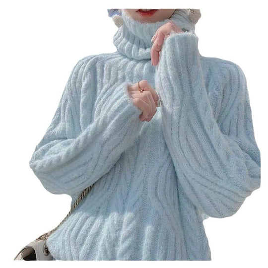 Damen Grobstrickpullover mit hohem Kragen und weichem Material R&B