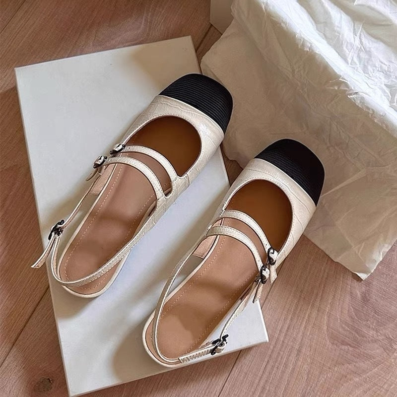 Damen Ballerinas mit stylischen Riemen und modischem Spitzenverschluss R&B