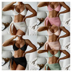 Damen Triangel-Bikini mit anpassbarem Wickelrock und strukturiertem Oberteil