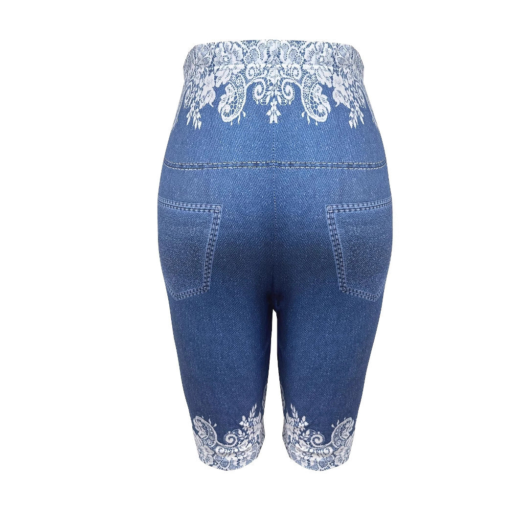 Damen Designer-Shorts mit floralen Spitzen- und Schmetterlingsapplikationen R&B