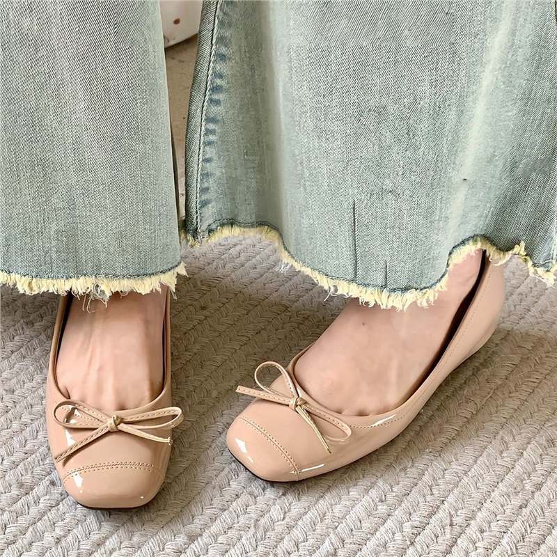 Damen elegante Ballerinas mit zarter Schleifenverzierung R&B