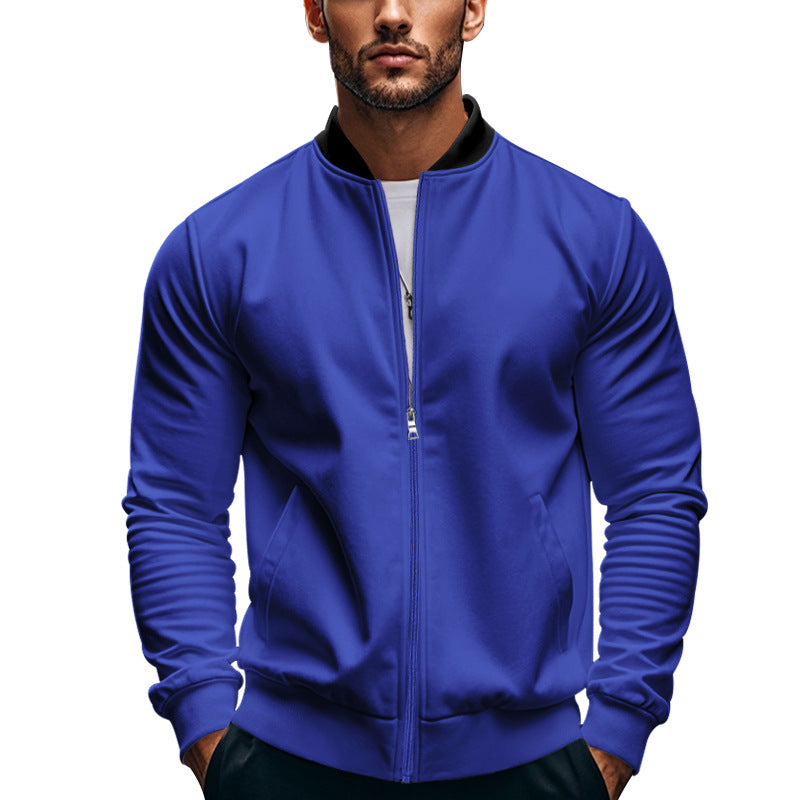 Herren elegante Bomberjacke mit stehendem Kragen und Reißverschluss R&B