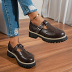 Damen Modische Schnürschuhe mit verstellbarem Riemen und robustem Profil R&B