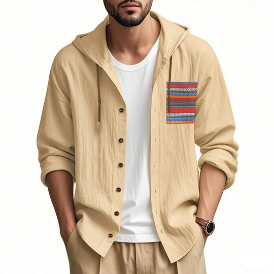 Herren Kapuzenshirt mit verspieltem Design und praktischer Knopfleiste R&B