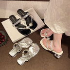 Damen Glamouröse Riemchen-Sandalen mit funkelndem Absatz