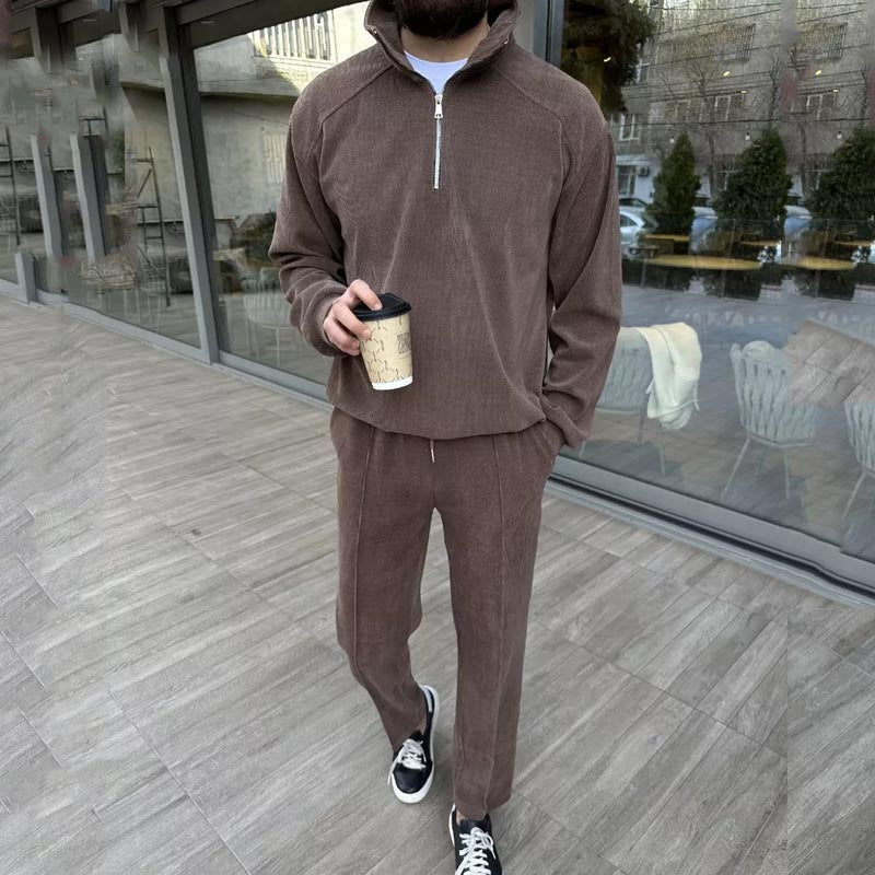 Herren Lounge-Set bestehend aus hochwertigem Pullover mit Reißverschluss und bequemen Jogginghosen R&B