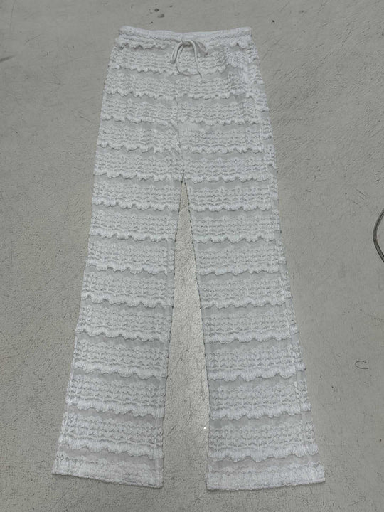 Damen Fußlose Boho-Hose mit gesticktem Detail R&B