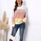 R&B | Pullover - Damen Frühling Farbstreifen Strickpullover
