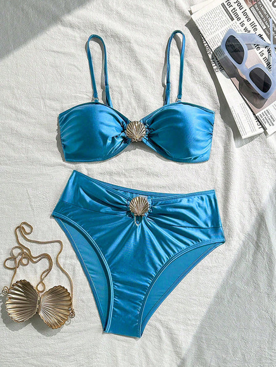 Damen Bandeau-Bikini mit modischem Muschel-Detail R&B