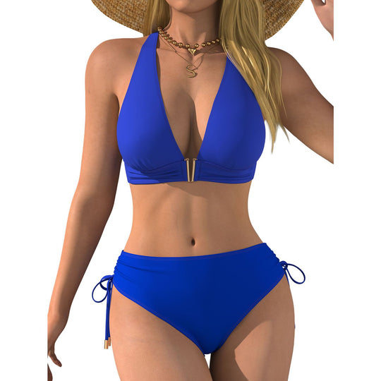Damen Bikini-Set mit tiefem V-Ausschnitt und regulierbarem Seitenband R&B