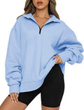 Damen Oversized Pullover mit kurzem Reißverschluss und lässigem Schnitt R&B