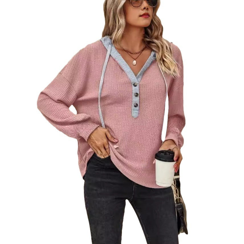 Damen Oversized Pullover mit Knopfleiste R&B