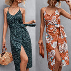 Damen Wickelkleid mit floralem Muster und eleganter Schlitzgestaltung R&B