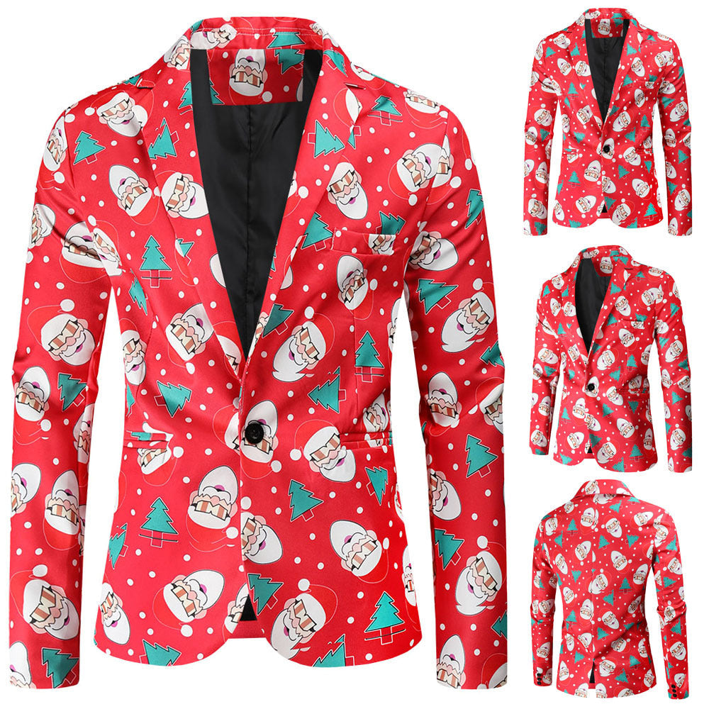 Herren festlicher Blazer mit fröhlichem Weihnachtsdesign R&B