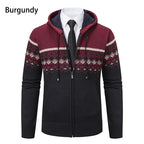 Herren stilvolle Strickjacke mit Kapuze und Norweger-Muster R&B