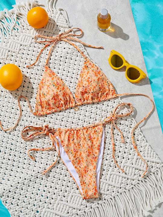Damen Triangel-Bikini mit verspielten Bindebändern R&B