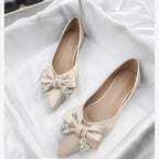 Damen elegante Ballerinas mit funkelndem Schleifendekor R&B