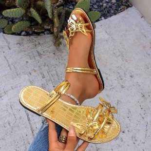 Damen elegante Riemchen-Sandalen mit kunstvollen Schmetterlings-Applikationen R&B