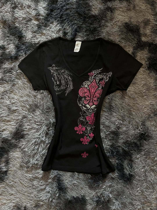 Damen T-Shirt mit einzigartigem floralem Design R&B