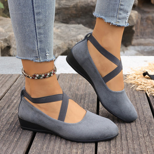 Damen komfortable Wedge-Pantoletten mit verstellbaren Riemen R&B
