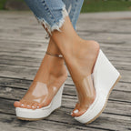 Damen Plattform-Sandalen mit transparentem Obermaterial und rutschfester Sohle R&B