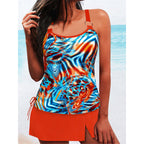 Damen Tankini-Set mit elegantem Wickelrock und dekorativen Riemen R&B