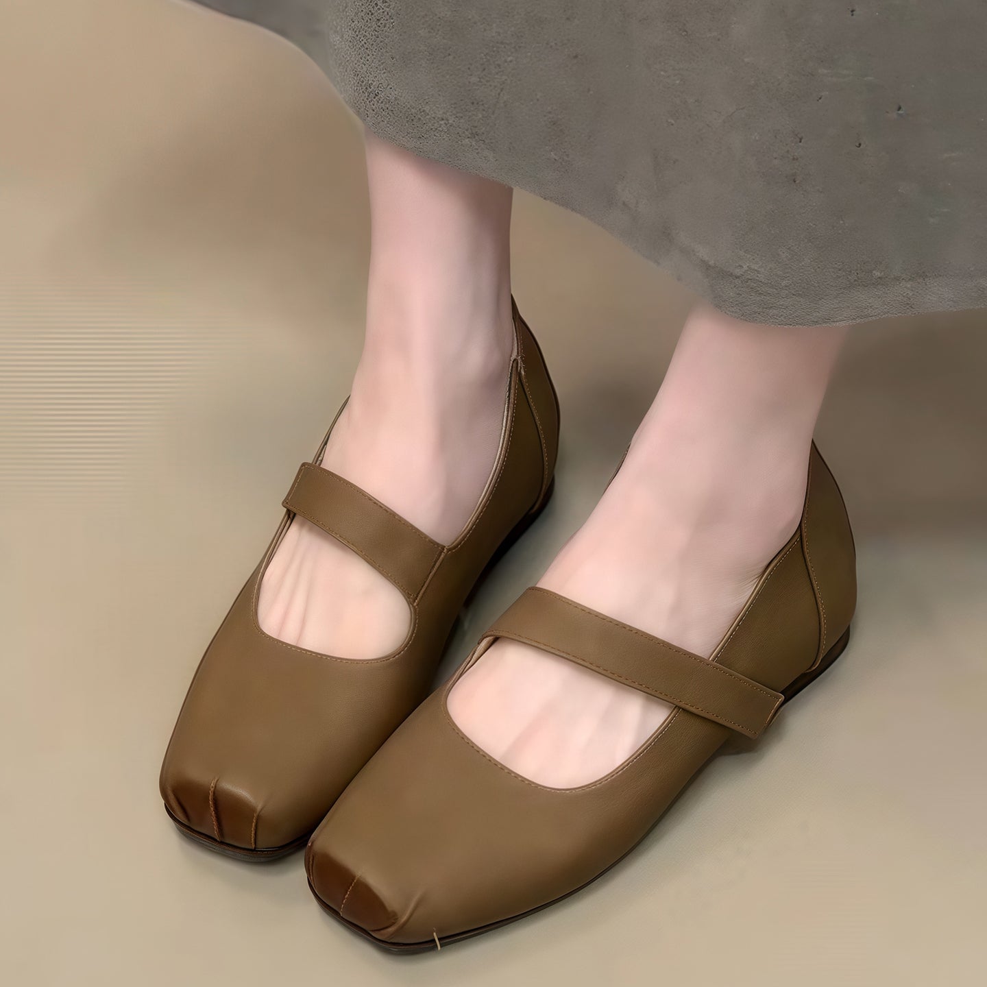 Damen Ballerinas mit verstellbarem Riemen und flexiblem Komfortfußbett R&B