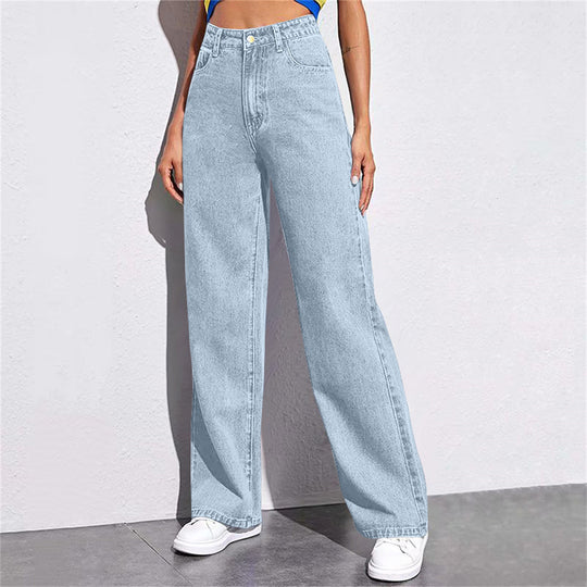 Damen Weite High-Waist Jeans im lässigen Schnitt mit eleganten Details R&B