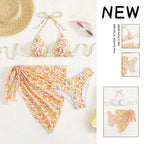 Damen Triangel-Bikini-Set mit floralem Wickeltuch