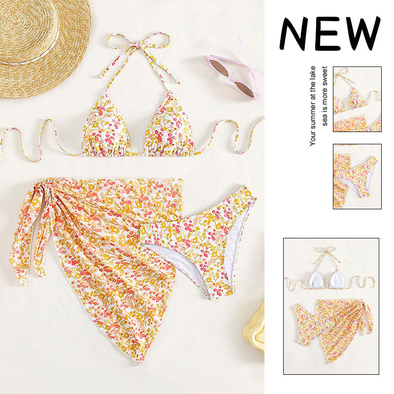 Damen Triangel-Bikini-Set mit floralem Wickeltuch