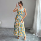 Damen Maxikleid mit geometrischem Design und tailliertem Schnitt R&B