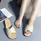 Damen nan komfortable Slipper-Pantolette mit gekreuzten Riemen und leichtem Keilabsatz R&B