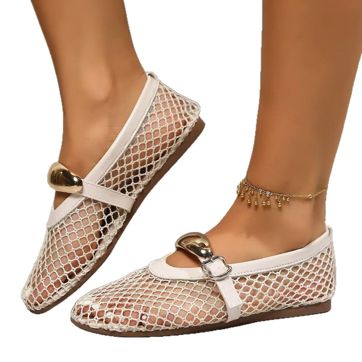 Damen Netzhigh Heels mit glänzendem Verschluss und eleganter Silhouette R&B