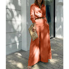 Damen Elegantes und lässiges Zweiteiler-Set mit Crop-Top und weitem Palazzo-Hosen R&B