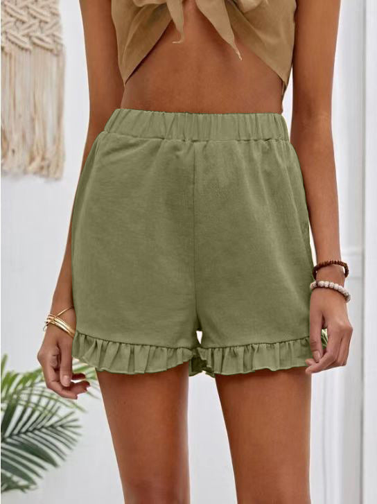 Damen Shorts mit Rüschendetails und Elastischem Bund R&B