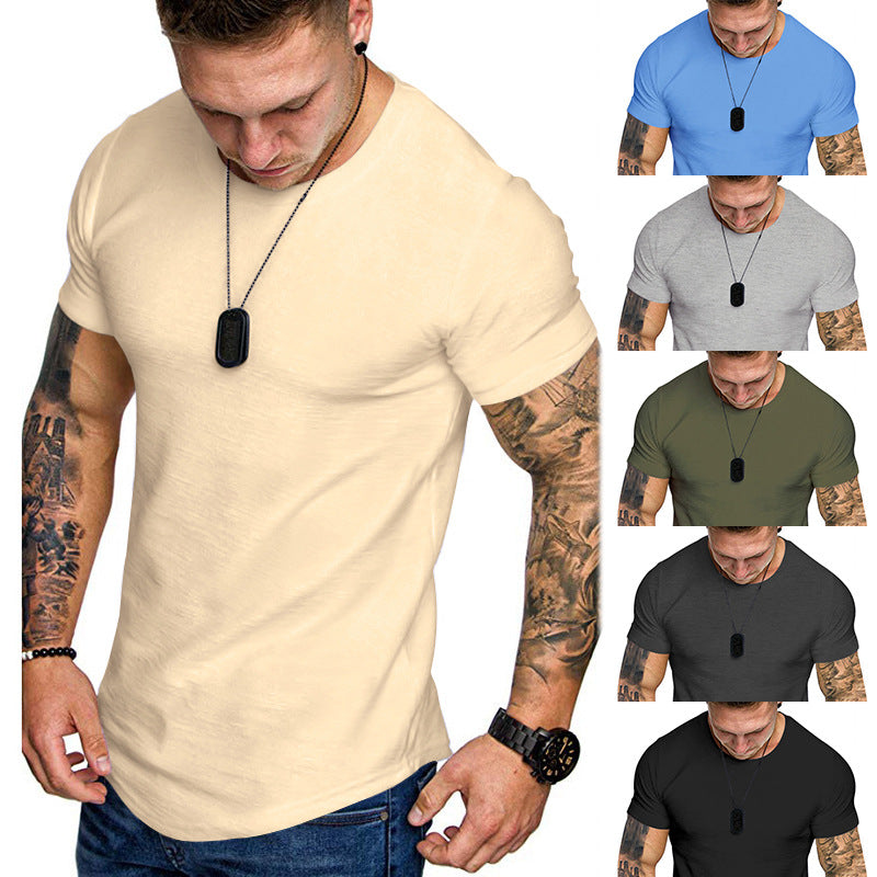 Herren figurbetontes Kurzarm-T-Shirt aus hochwertiger Baumwolle mit Rundhalsausschnitt und bequemen Schnitt R&B