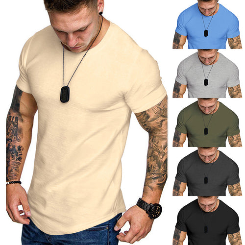 Herren figurbetontes Kurzarm-T-Shirt aus hochwertiger Baumwolle mit Rundhalsausschnitt und bequemen Schnitt R&B