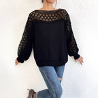 Damen Elegantes Strickoberteil mit raffinierten Spitzenärmeln R&B