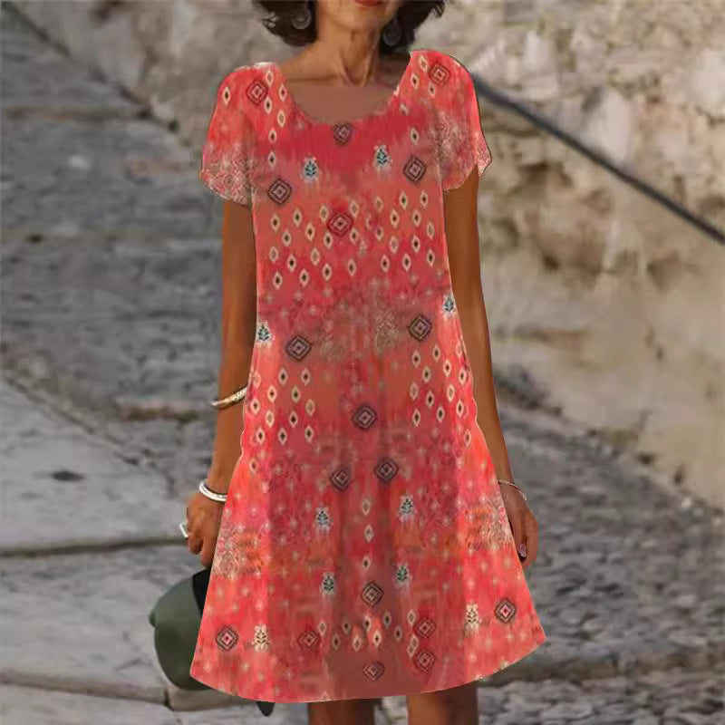 Damen lässiges Sommerkleid mit modernen Mustern und femininem Schnitt R&B
