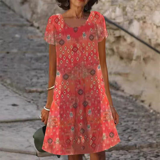 Damen lässiges Sommerkleid mit modernen Mustern und femininem Schnitt R&B