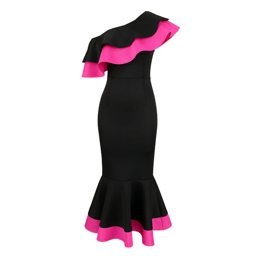 Damen Exquisites schulterfreies Wickelkleid mit voluminösem Rüschensaum R&B