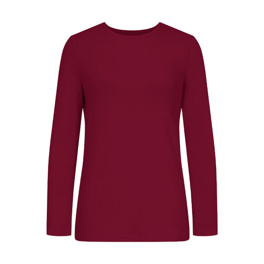 Damen Langarm-T-Shirt aus hochwertiger Baumwolle mit Rundhalsausschnitt R&B