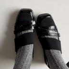 Damen klassische Loafers mit modischen Riemen und glänzenden Akzenten R&B