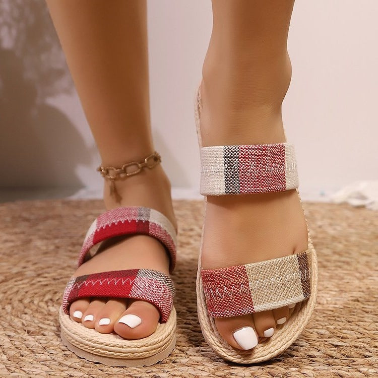 Damen komfortable Riemchen-Sandalen mit geflochtenem Design R&B